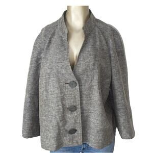 J. Jill Women's Petite Brown 3 Button Career Jacket XLP Linen Blend